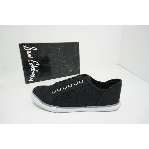 Sam Edelman Haylie Black Lace Suede Women's Lace Up Flats Sneakers US 8 - Picture 3 of 9